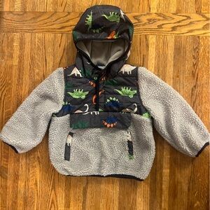 1/4 zip up 2T Boys Sherpa Dino jacket